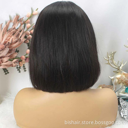 BIS Wholesale Straight Bob Headband Wig Human Hair For Black Women Raw Virgin Human Hair The Cheapest Headband Wigs 150 Density